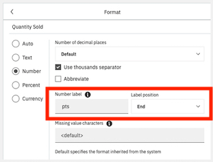 Customize unit labels Cognos Analytics 11.1.6